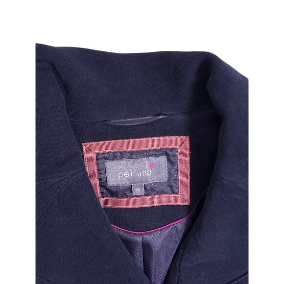 Vintage Per Una Black Heavy Cotton Peacoat Women’s Size 10/M Overcoat Warm - Picture 2 of 6